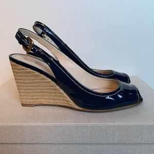 Prada Patent Espadrille Wedge Slingback Sandal 9